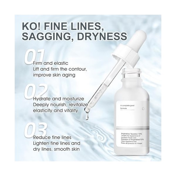 Argeline Solution 10%, Serum Acide Hyaluronique, Serum Hydratant Visage, serum Visage Anti Age, Hydratant, Soothing Pore Cont