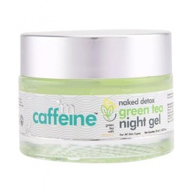 mCaffeine Naked Detox Green Tea Night Gel - Hydrating Hyaluronic Acid Moisturizer for Fine Lines and Wrinkles Reduction - Non