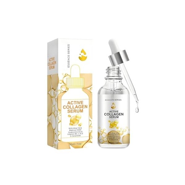 Sérum Collagène Pour Le Visage, Sérum Hydratant Visage À LAcide Hyaluronique Et Vitamine C, Soin Raffermissant Pour Une Peau