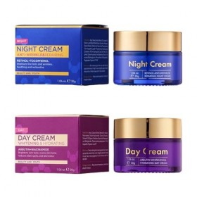 Set De Crème Essence Jour Et Nuit, Crème De Jour Pour Éclaircissement Et Hydratation Profonde, Crème De Nuit Anti-Rides Et Ré