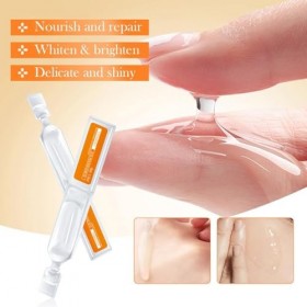 Sérums Vitamine C Éclat Blanc, Lot de 2 Boîtes Avec 60 Ampoules, Soin Visage Éclatant et Uniforme, Atténue Les Taches Sombres