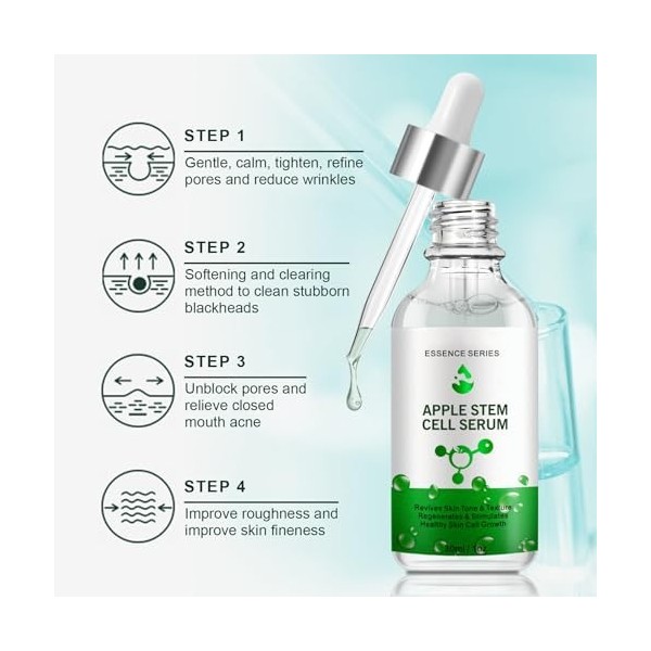 Sérum Visage à lAcide Malique Pour une Peau Éclatante et Lisse, Réduit Visiblement les Lignes Fines et les Rides ainsi que l