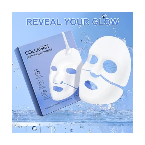 QUANHAO Collage Face Mak 6 pièces, Collage Mak à faible poids moléculaire, réduit la taille des pores, améliore lélasticité,