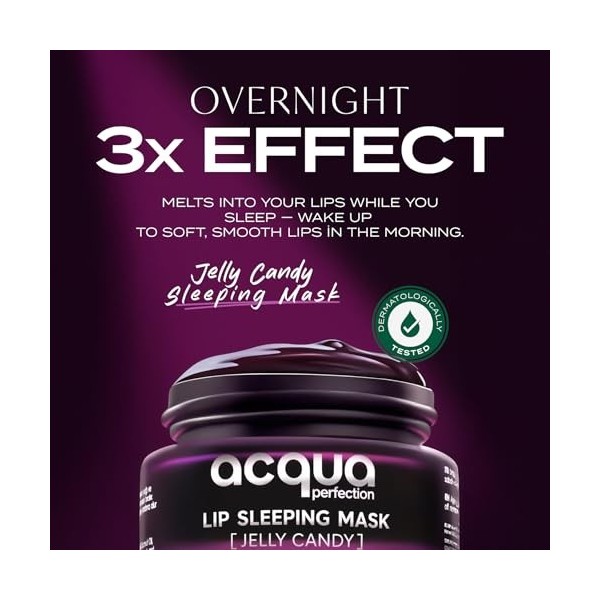 Acqua Perfection Masque Lèvres, Soin de Nuit pour les Lèvres enrichi en Bonbon gélifié adoucissant pour la peau et Beurre de ...