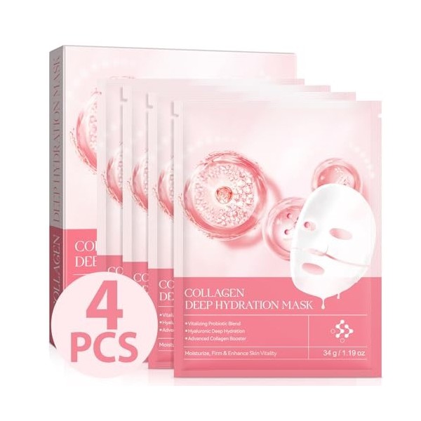 Masque de Nuit Au Collagène, Bio Collgen Peel Off Masque Facial Masque de Soin Coréen pour Hydrater, Lisser et Raffermir la P