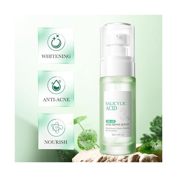 Soin Visage À L‘Acide Salicylique, Sérum Anti-Imperfections Et Crème Hydratante, Traite Efficacement L’Acné Et Les Boutons, A