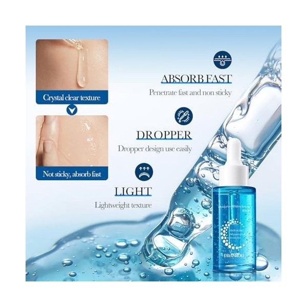 Collagène Hydratant Éclaircissant Sérum + Crème, Hydratation Profonde, Éclaircissement Cutané, Renforce Le Collagène, Amélior