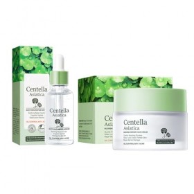Sérum Réparateur & Crème Hydratante à lExtrait de Centella Asiatica, Apaisement Intense pour Peaux Sensibles, Renforce la Ba