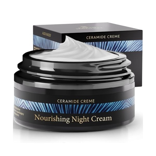 Satin Naturel Crème de Nuit Visage 50 ml - Hydratante avec Céramides, Beurre de Karité & Aloe Vera - Réparatrice Barrière Cut...