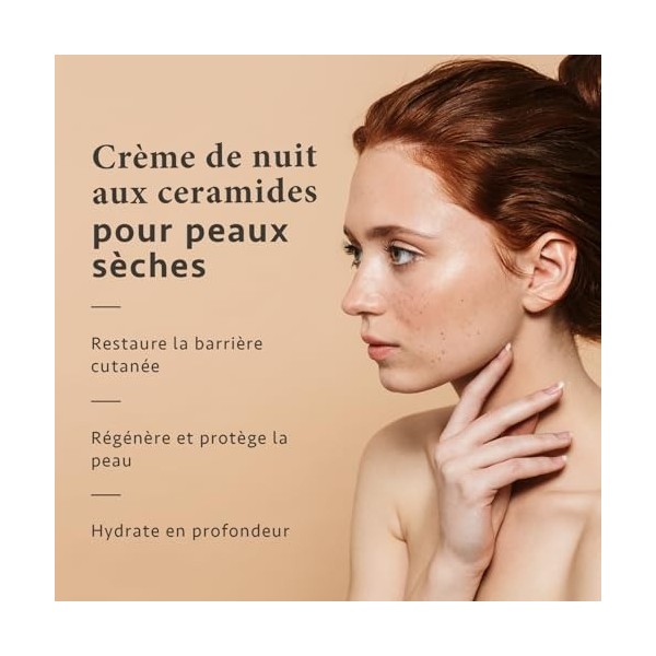 Satin Naturel Crème de Nuit Visage 50 ml - Hydratante avec Céramides, Beurre de Karité & Aloe Vera - Réparatrice Barrière Cut...