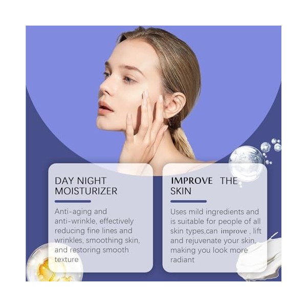 Hydratant visage au collagène avec pompe sans air – Crème botanique au collagène pour la peau avec rétinol, niacinamide, acid