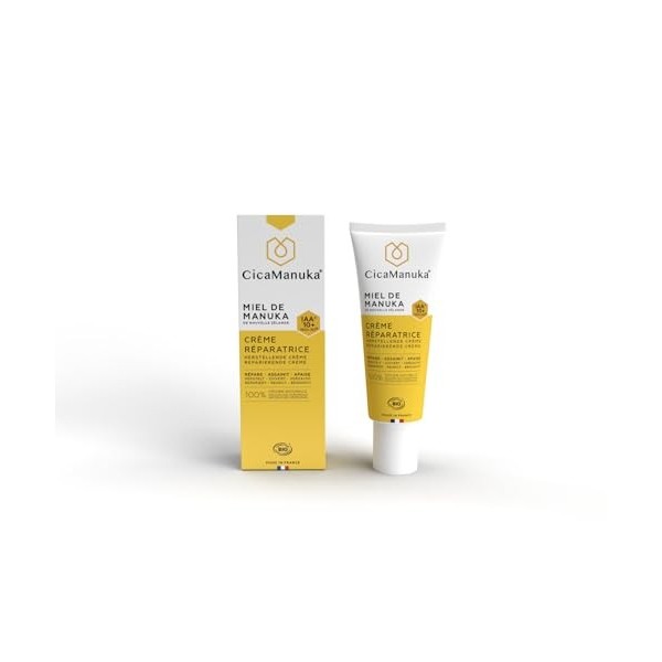 CICAMANUKA - Crème Réparative au Miel de Manuka IAA10+ - Aide à la réparation des peaux abîmées et sèches - Certifié Bio - 40