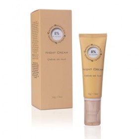8% - Crème de Nuit Riche à lAcide Hyaluronique et Kombucha - Hydratante, Anti-Âge et Éclat - Tous types de peau - Sans parab