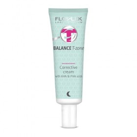FLOSLEK Crème de nuit correctrice pour le visage avec acides AHA et PHA | 50 ml | Acide de fruits | Peau mixte sous contrôle 