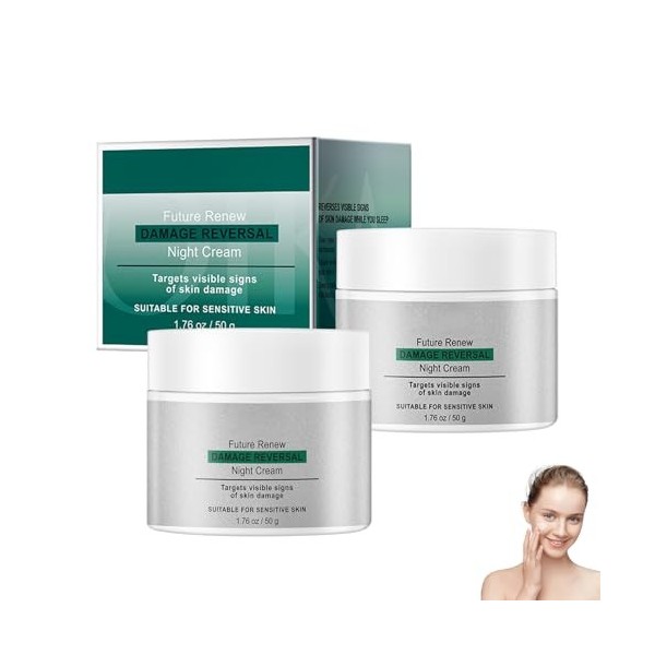 Lot de 2 crèmes de nuit anti-âge raffermissantes et hydratantes pour les radiations nocturnes + mini pinceau en silicone grat