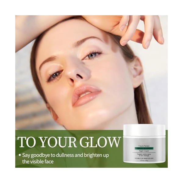 Lot de 2 crèmes de nuit anti-âge raffermissantes et hydratantes pour les radiations nocturnes + mini pinceau en silicone grat