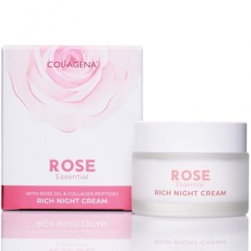 COLLAGENA Rose Essential Crème de Nuit à la Rose & Collagène - Crème Visage Nuit pour Soin de Nuit Intense - Crème Anti-rides