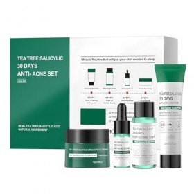 Kit de Soin Anti-Imperfections à lHuile dArbre à Thé et Acide Salicylique, Nettoyant Visage et Crème Hydratante, Réduit la 