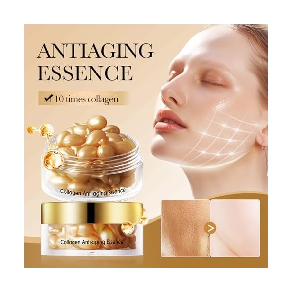 Line Smoothing Lot de 30 gélules de sérum de nuit hydratant Essence hydratante pour le visage Anti-rides Anti-âge Sérum Capsu