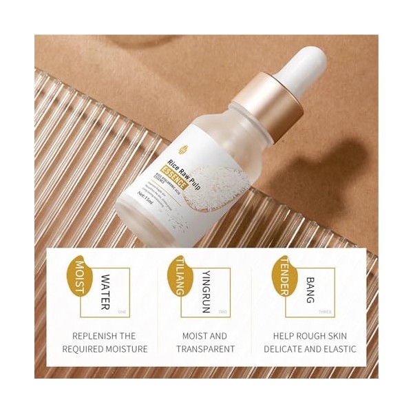 Sérum Essence De Riz + Crème Visage Au Riz, Hydratation Profonde, Teint Éclatant Et Uniforme, Réduit Les Signes De LÂge, Amé