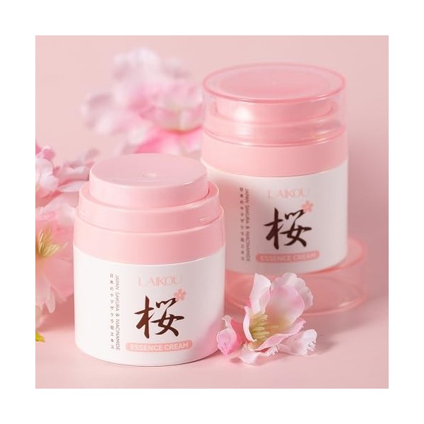 LAIKOU Sakura Crème Hydratante Visage Femme, Creme Visage Jour et Nuit 2 x 50g, Crème Anti-rides Raffermissante et Nourrissan