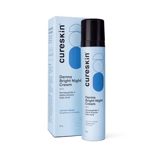 Cureskin Pack Débronzant à lacide kojique, Crème anti-bronzage, Crème éclaircissante, Crème de nuit Derma Bright