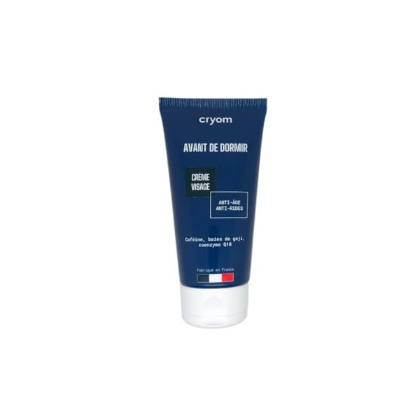 CRYOM - Crème visage anti-âge et anti-rides AVANT DE DORMIR, tube 75ml, cosmétique pour hommes