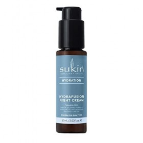 Sukin Hydration Hydrafusion Crème de nuit pour peaux déshydratées, hydrate aux algues marines, acide hyaluronique, complexe d