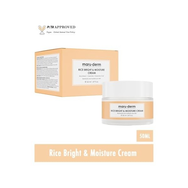 Maruderm Crème Éclat & Hydratation au Riz – Soin Visage Hydratant & Illuminant à l’Extrait de Riz | Crème Nourrissante Quotid