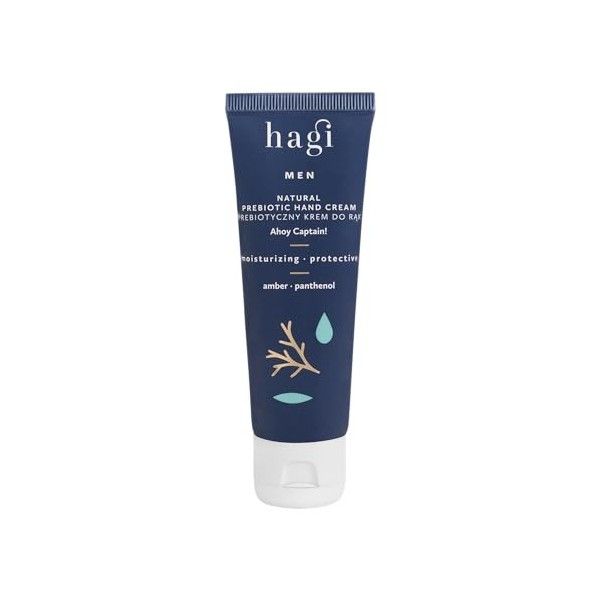 Hagi Ahoy Captain Crème pour les mains prébiotique 50 ml Hydratante et protectrice pour homme avec panthénol, glycérine, inul