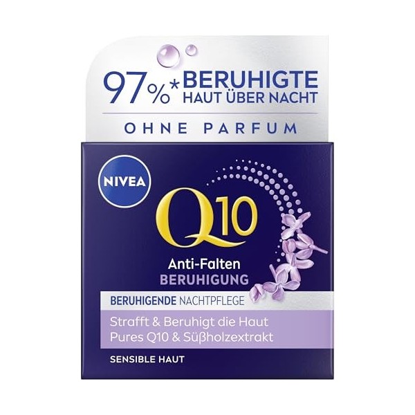 NIVEA Q10 Soin de nuit anti-rides apaisant pour peaux sensibles 50 ml