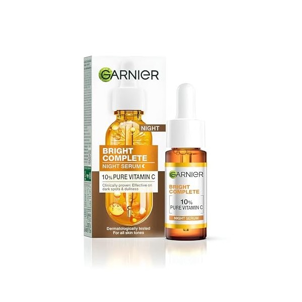 GARNIER Sérum BRIGHTENING NIGHT avec 10 % de pure vitamine C 30 ml Crème Jour et Nuit