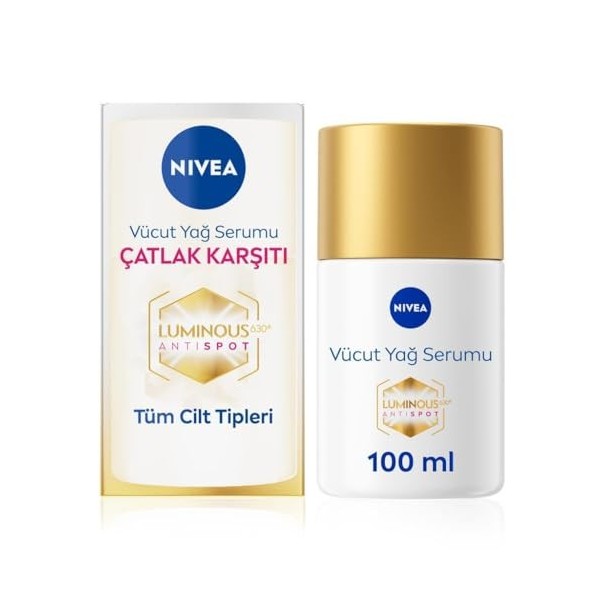 NIVEA LUMINOUS630® Sérum à lhuile pour le corps anti-vergetures, huile corporelle réduit la visibilité des vergetures, formu
