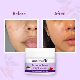 WishCare Crème de nuit réparatrice au collagène - Avec rétinol, niacinamide, pépins de raisin, algues marines, jojoba et cyno