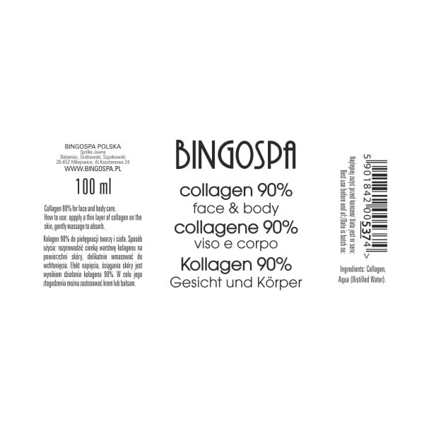 Collagène liquide anti-âge anti-rides 90 % pour la nuit 100 ml BINGOSPA