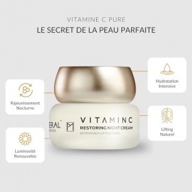 Pure Mineral - Crème de Nuit Restauratrice Vitamine C pour Tous Types de Peau - Lifting, Raffermissant - Minéraux Mer Morte, 