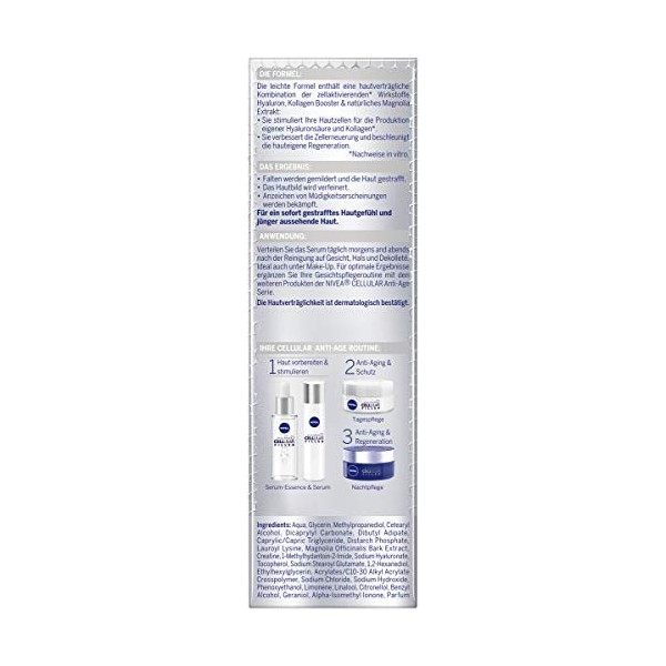 NIVEA Cellular Expert Filler Sérum anti-âge concentré 40 ml , sérum anti-rides avec acide hyaluronique et folique, sérum con