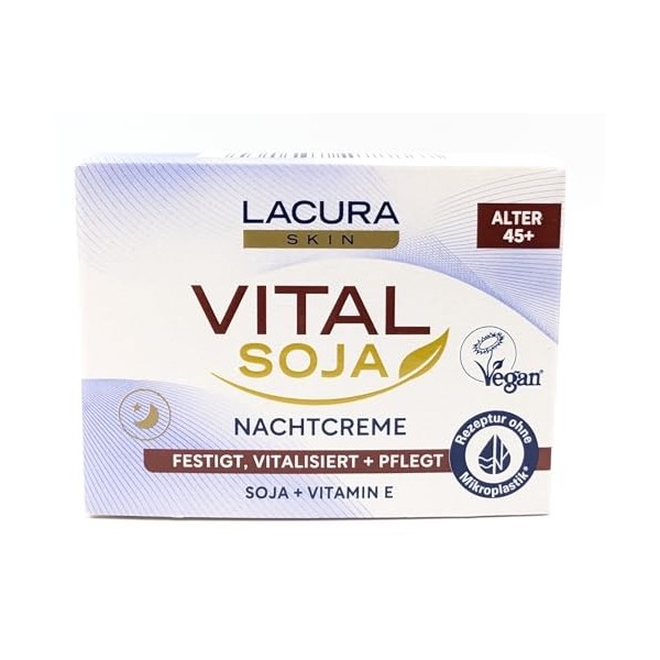 Lacura Skin Vital Crème de nuit au soja 50 ml raffermit et revitalise soja + vitamine E Âge : 45 ans