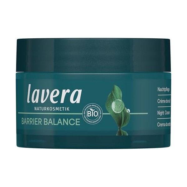 lavera Barrier Balance Crème de nuit sans alcool Sans parfum Régénération de la peau Renforce la barrière cutanée Prébiotique