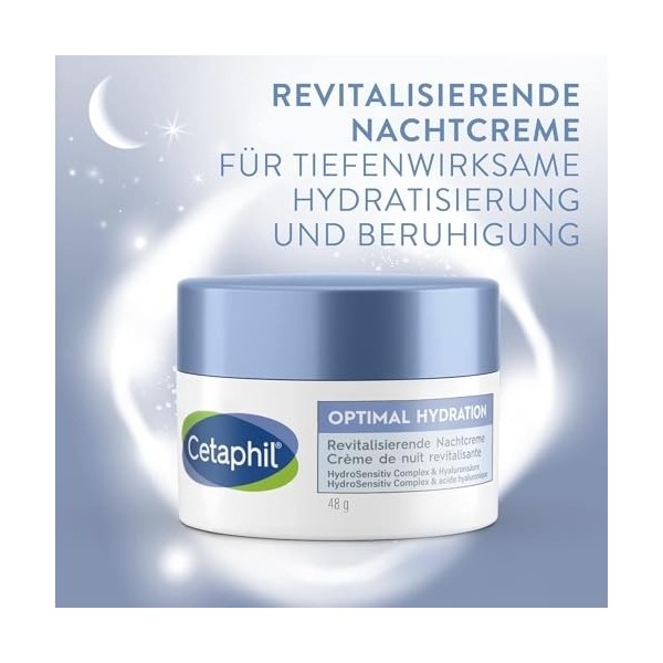 Cetaphil optimal hydration crème du jour, 48g, Visage, pour tous types de peau, HydroSensitiv Complex & acide hyaluronique
