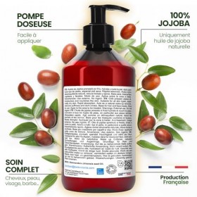 Huile de Jojoba Bio, Pure et 100% Naturelle, Huile Visage, Hydratante Cheveux et Barbe, Anti Âge, Huile Démaquillante Visage,...