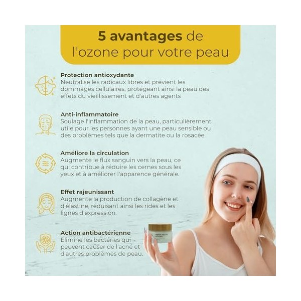 OZONO DOR - Crème de nuit anti-taches pour le visage avec ozone bio. 100% naturel, élimine la rosacée | Creme hydratante vis