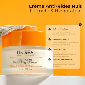 DR. SEA - Crème Visage Anti-Âge Nuit - Rétinol, Collagène & Acide Hyaluronique - Régénération & Fermeté - 50ml