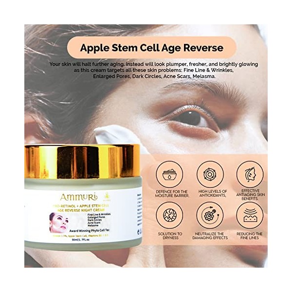 Pro-Retinol + Apple Stem Cream Award Winning Phyto Cell Tec Ingredients Cell Age Reverse Hyaluronic Acid Anti Wrinkle Face Mo