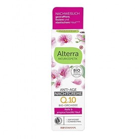 Alterra Crème de nuit anti-âge Orchidée 50 ml pour peaux matures et exigeantes, avec huile dargan bio, vitamine E & Q10, cos
