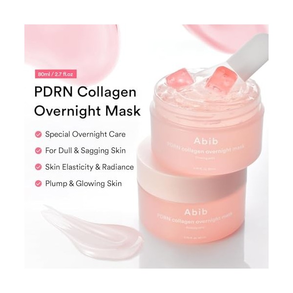 Abib Masque De Nuit Au Collagène Pdrn, Gelée Raffermissante, Masque Crème De Nuit Coréen, 70 Ml Végétalien Pdrn/Gelée Raffer ...
