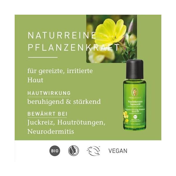 PRIMAVERA Nachtkerzensamenöl bio mildert Hautrötungen, 30 ml Huile
