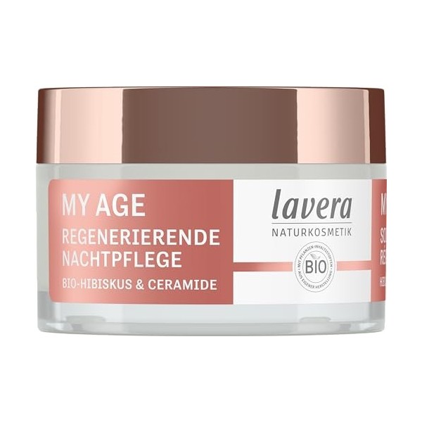 lavera MY AGE Crème de nuit contre les taches pigmentaires Pour peaux matures Apporte tonicité et élasticité Végétalien Cosmé