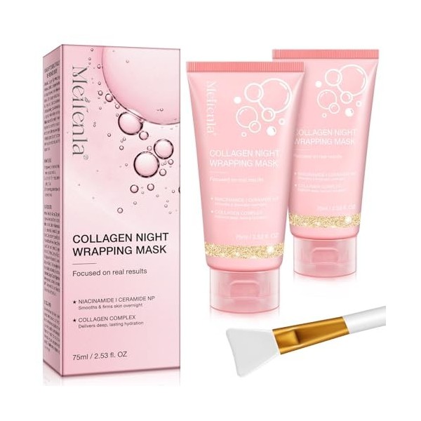Collagen Night Wrapping Mask，Masque Collagene Visage Korean，Masque de Nuit Au Collagène，Masque de Soin Coréen pour Hydrater, 