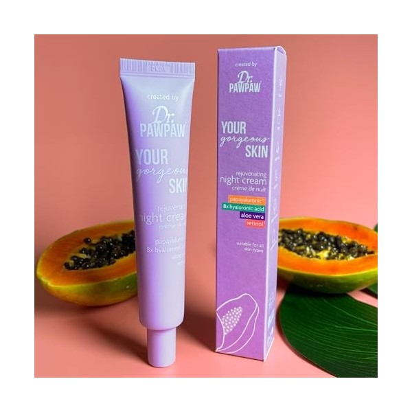Dr.PAWPAW Your Gorgeous Skin Crème de nuit rajeunissante : apaisante, hydratante, lissante, réparatrice et apaisante 45 ml 